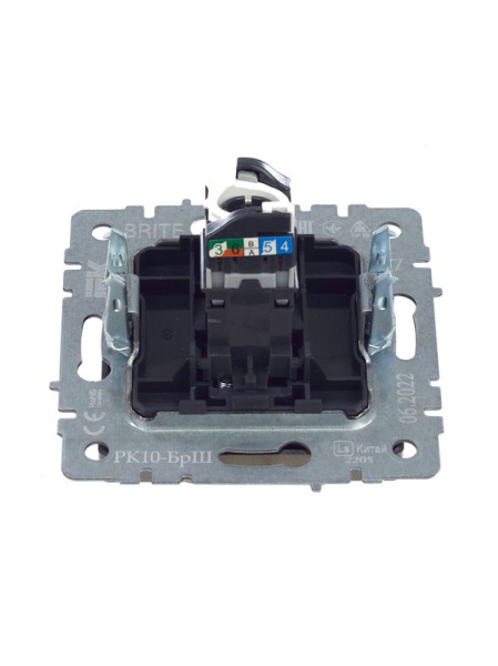 Розетка компьютерная СП RJ45 кат.5E BRITE РК10-БрШ механизм шампань IEK BR-K10-1-K37