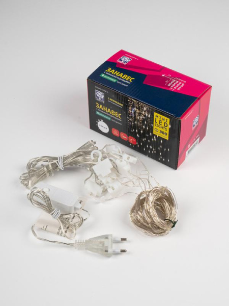 Гирлянда "Занавес" ICLLDM300W-C 300LED LED 3х3м 8режимов IP20 бел. SHLights 4690601054357