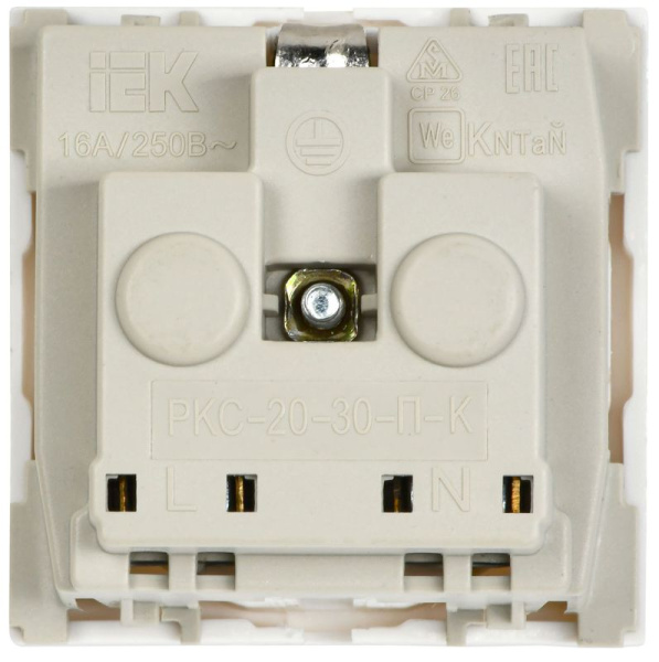 Розетка 1-м 2мод. РКС-20-30-П-К 45х45 с заземл. бел. PRIMER IEK CKK-40D-RSZB2-K01-K