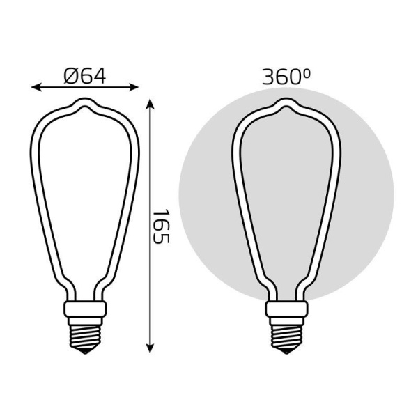 Лампа светодиодная филаментная Black Filament 4Вт ST64 матовая 2700К тепл. бел. E27 330лм GAUSS 1005802104