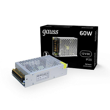 Блок питания для светодиод. ленты Black 60Вт 12В IP20 (драйвер) GAUSS 202003060