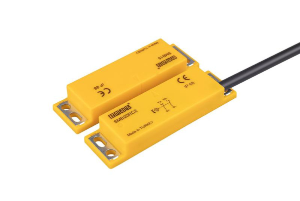 Датчик магнитный (2НЗ) провод 2м (расст. сраб. 5мм) правый выход IP68 EMAS SMB20RC2-B15