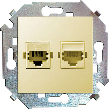 Розетка компьютерная + телефонная 2-м СП Simon 15 RJ45 + RJ11 кат.5E Systimax механизм сл. кость Simon 1591590-031