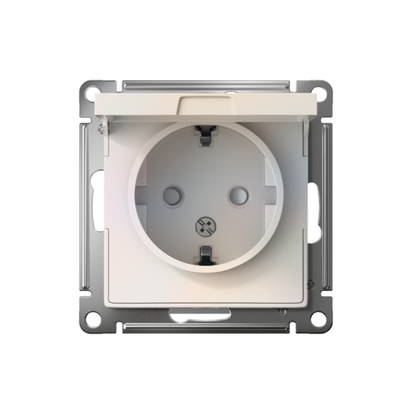 Розетка 1-м СП AtlasDesign 16А IP20 с заземл. защ. шторки с крышкой механизм жемчуж. SE ATN000446