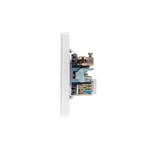 Розетка компьютерная + телевизионная СП ROUND MIELE RJ45 кат.6 + TV перламутр Kranz KR-78-0722-1