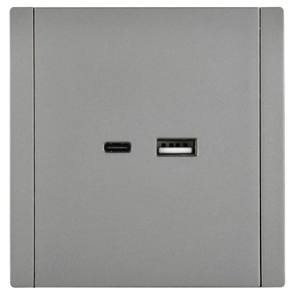 Розетка USB A+C 3.1А FORTE&PIANO FP550 сталь IEK FP-U22-D31-K46