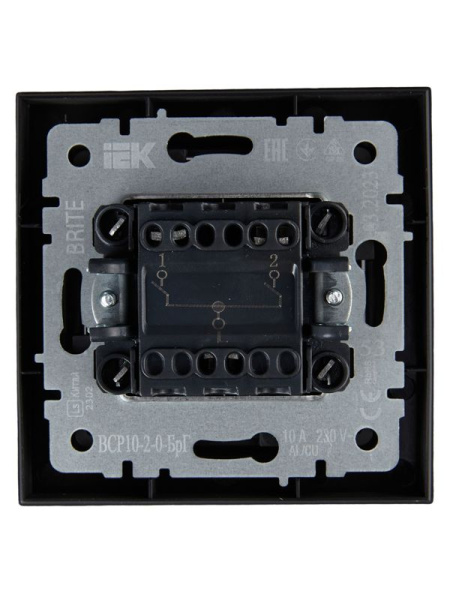 Выключатель 2-кл. СП BRITE ВСР10-2-0-БрГ 10А в сборе графит IEK BR-V20-0-10-K53-F