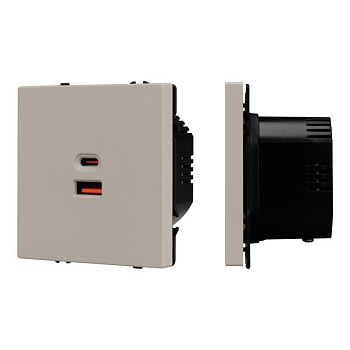 Механизм розетки с быстрой USB зарядкой SCT-NOBE-MUAC-SFPL-FC-CA (65Вт QC3) кашемир Arlight 059446