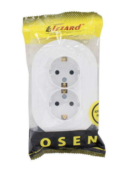 Розетка 2-м СП OSEN 16А IP20 круглая с заземл. с защ. от детей ПБТ бел. LEZARD 744-0200-127BPCH