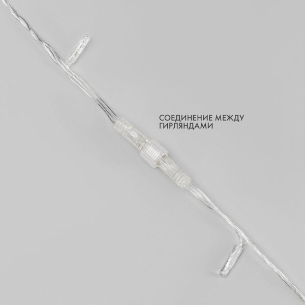 Гирлянда светодиодная "Нить" 10м 200LED тепл. бел. 15Вт 230В IP65 постоян. свечение провод ПВХ прозр. (нужен шнур питания 303-500-1) Neon-Night 305-196