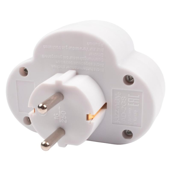 Разветвитель с заземл. 16А 3.5кВт AD-2GS защ. шторки с выкл. JazzWay 5004788
