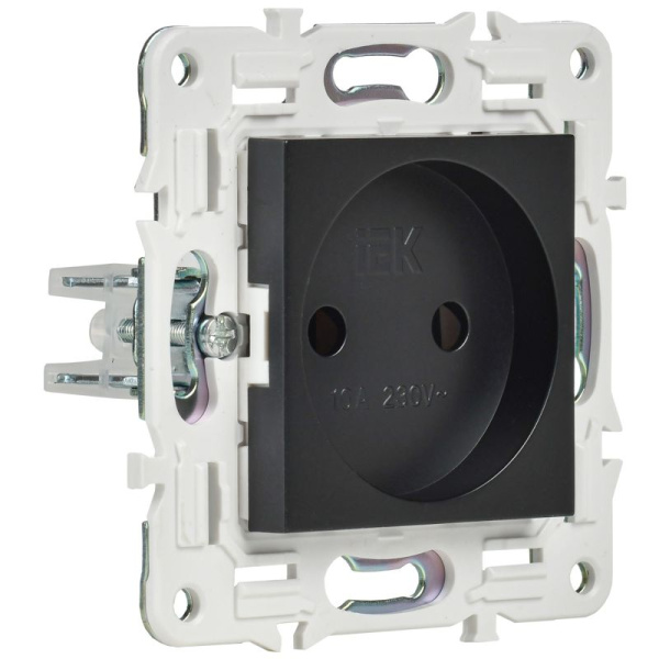 Розетка SKANDY 10А без заземл. без защ. шторок SK-R02Bl черн. IEK SK-R10-10-K02