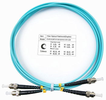 Шнур оптический FOP-50-ST-ST-2m duplex ST-ST 50/125мм OM3 2м LSZH Cabeus 7368c