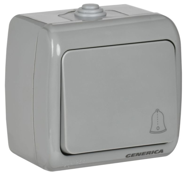 Выключатель кнопочный 1-кл. ОП AQUATIC ВС-20-1-3-А 10А IP54 GENERICA EVA14-K03-10-54