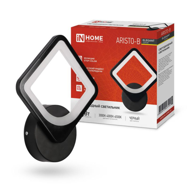 Светильник светодиодный ELEGANT ARISTO-B 15Вт 3000-6500К 1050лм 230В STEP COLOR черн. IN HOME 4690612043104