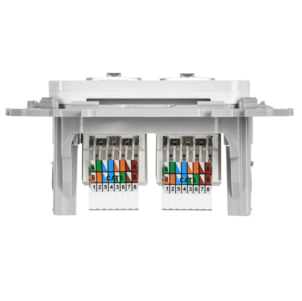 Розетка компьютерная 2-м СП FLITE РК6-2-0-ФлБ RJ45 кат.6 UTP механизм бел. IEK FI-K22-2-K01