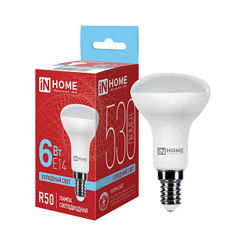Лампа светодиодная LED-R50-VC 6Вт рефлектор 6500К холод. бел. E14 530лм 180-275В IN HOME 4690612031156