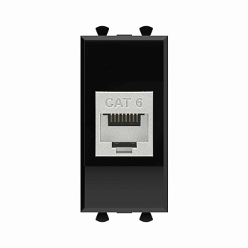 Розетка компьютерная 1мод. Avanti "Черный квадрат" RJ45 модульная кат.6 экранир. DKC 4402791
