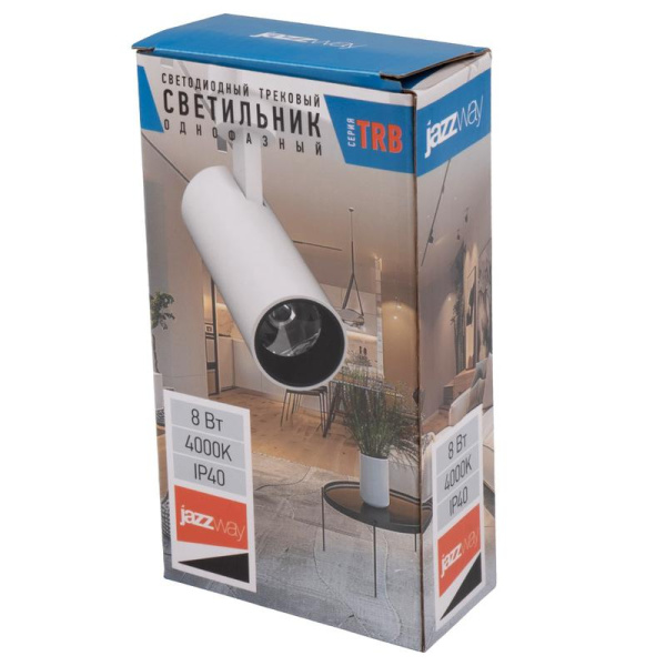 Светильник светодиодный трековый TRB 0708 8Вт 4000К IP40 24град. 1ф WH бел. JazzWay 5066175