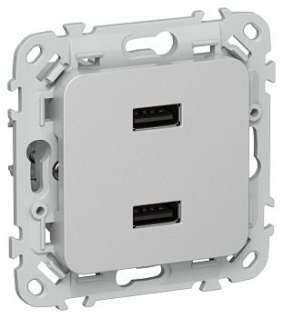 Розетка USB A+A 2вых. СП FLITE РЮ-2-ФлА 2.1А механизм алюм. IEK FI-U21-D31-K47