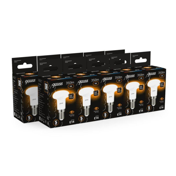 Лампа светодиодная Black 4Вт R39 рефлектор 3000К тепл. бел. E14 350лм GAUSS 106001104