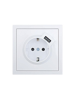Розетка 1-м ZIMA IP20 + USB с заземл. механизм бел. LEZARD 704-0288-181