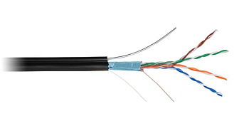 Кабель витая пара F/UTP кат.5E 4х2х24AWG solid PE OUTDOOR черн. (уп.305м) NETLAN EC-UF004-5E-PE-SW-BK