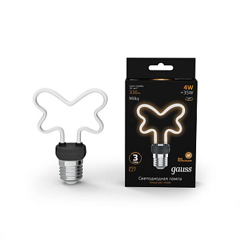Лампа светодиодная филаментная Filament Artline 4Вт Butterfly матов. 2700К тепл. бел. Е27 330лм milky GAUSS 1001802104