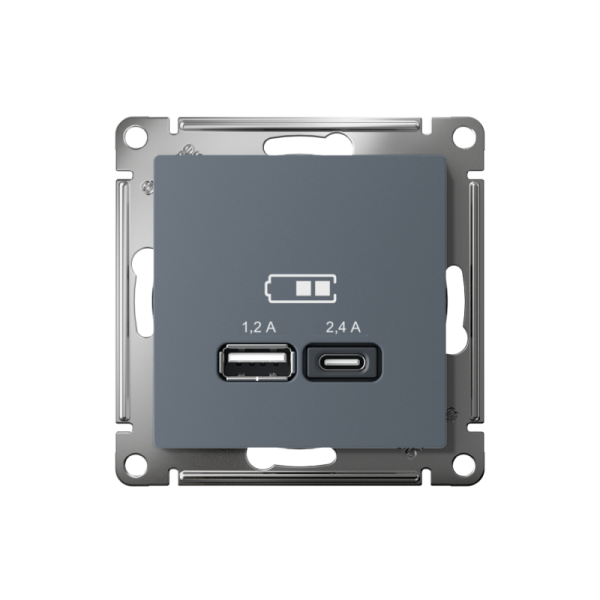 Розетка USB AtlasDesign тип A+C 5В/2.4А 2х5В/1.2А механизм грифель SE ATN000739