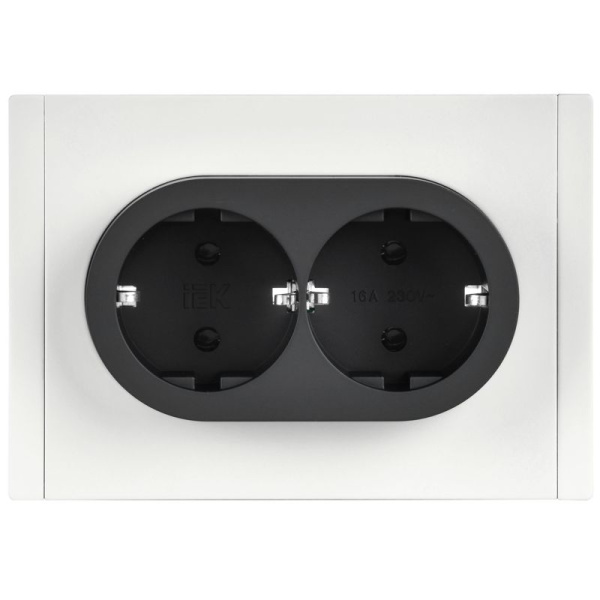 Розетка 2-м СП FORTE&PIANO FP224M 16А IP20 с заземл. без защ. шторок безвинтовое крепление бел. IEK FP-R21-16-1-M-K01
