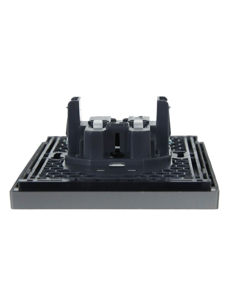 Розетка 2-м СП FORTE&PIANO FP525 10А без заземл. защ. шторки безвинт. крепл. сталь IEK FP-R23-10-1-K46