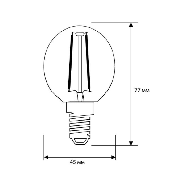 Лампа светодиодная филаментная LED7-G45-FL/845/E14 7Вт шар прозрачная 4500К бел. E14 220В Camelion 13458
