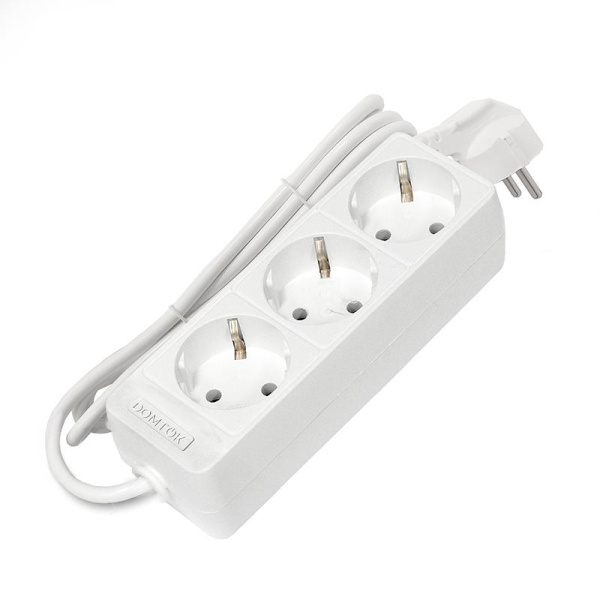 Удлинитель 3х1.5м с заземл. 16А IP20 3.5кВт ПВС 3х1 бел. DOMTOK 2389