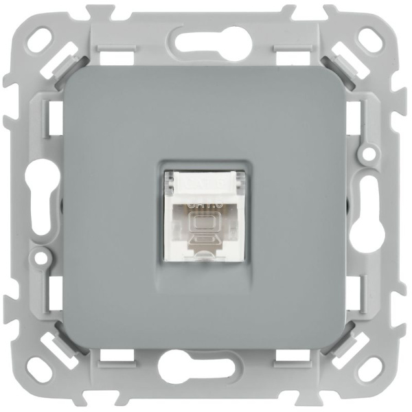 Розетка компьютерная СП FLITE РК6-1-0-ФлС RJ45 кат.6 UTP механизм сер. IEK FI-K12-2-K03