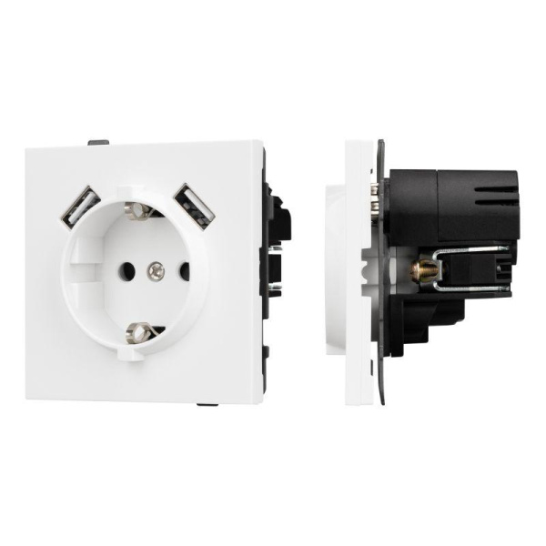 Розетка 1-м СП SCT-TENDO-MUAA-PL-WH 16А IP20 230В с USB зарядкой механизм Arlight 054082