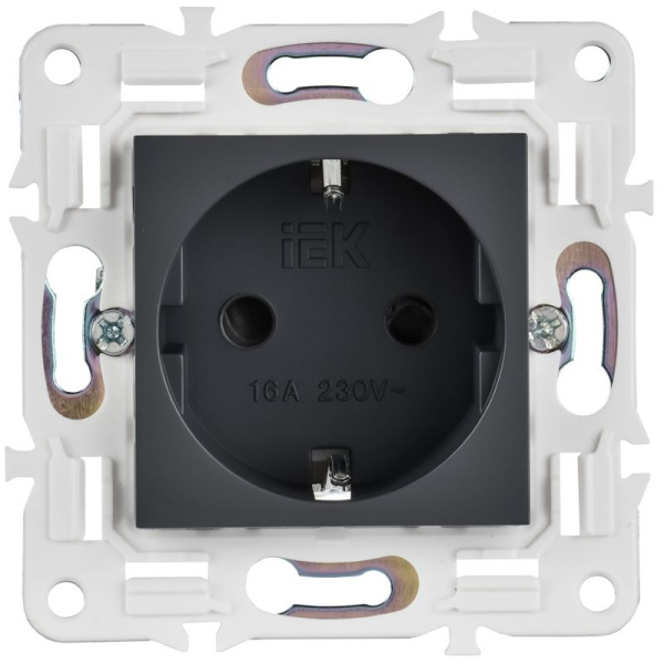 Розетка SKANDY 16А с заземл. защ. шторки SK-R04T титан IEK SK-R14-16-K48