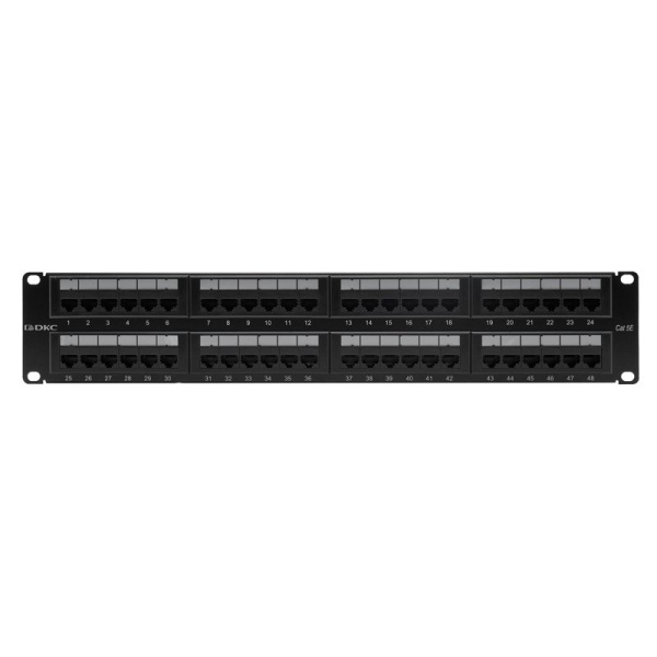 Патч-панель 19дюйм 2UCAT5E 48 портов RJ45 неэкранированная DKC RN5PPU242
