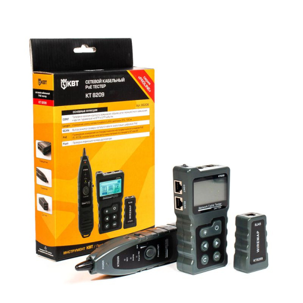 Тестер кабельный с PoE KT 8209 PROLINE КВТ 86208