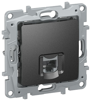 Розетка компьютерная 1-м IEKETIKA RJ45 кат.5Е UTP IP20 антрацит IEK 6726411