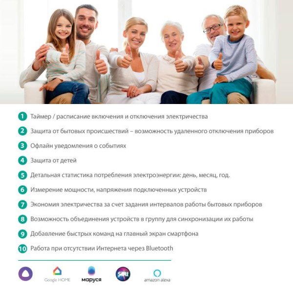 Розетка умная 1-м Smart Home BNS/SH-1/16A/WIFI 16А 4000Вт WiFi + счетчик + контроль Camelion 14503