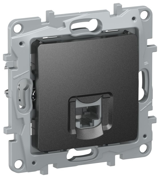 Розетка компьютерная 1-м IEKETIKA RJ45 кат.5Е UTP IP20 антрацит IEK 6726411