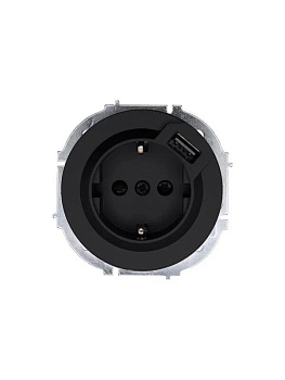 Розетка 1-м СП OSEN с заземл. + USB разъем механизм черн. бархат LEZARD 743-4288-181