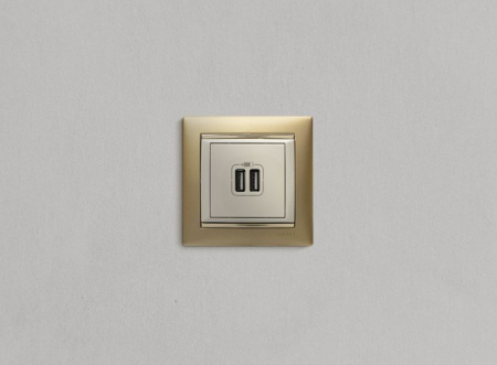 Розетка USB 2-м СП Valena сл. кость IEK 774170