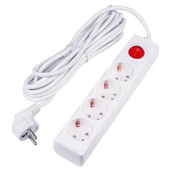 Удлинитель 4х5м с заземл. 16А Ultra S-GCU4-5B WHITE бел. Uniel UL-00010024