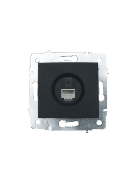 Розетка компьютерная 1-м СП KARINA IP20 RJ45 кат.6 механизм черн. LEZARD 707-4288-140