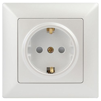 Розетка 1-м СП Solo 4-206-06 16А 250В IP20 2P+E Schuko с заземл. защ. шторки перламутр Intro Б0053686