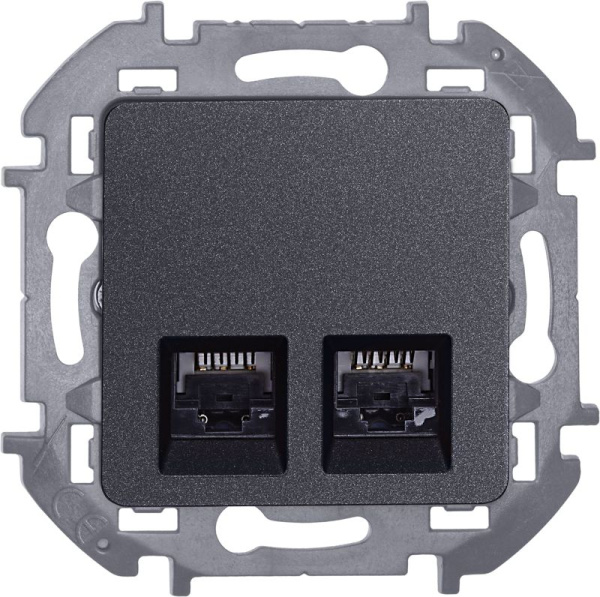 Розетка компьютерная 2-м Inspiria RJ45 кат.6 UTP механизм антрацит IEK 673843