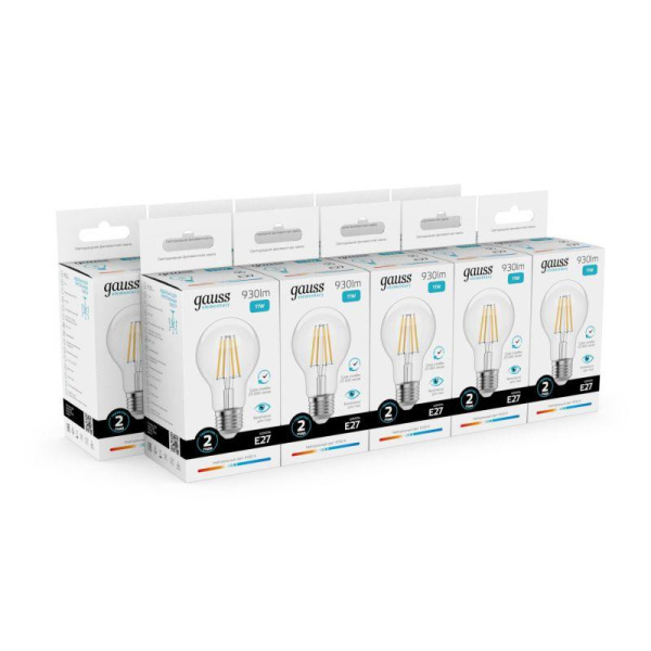 Лампа светодиодная филаментная Filament Elementary А60 11Вт 4100К Е27 930лм GAUSS 22221