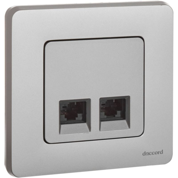 Розетка компьютерная 2-м Inspiria RJ45 кат.6 UTP механизм алюм. IEK 673842