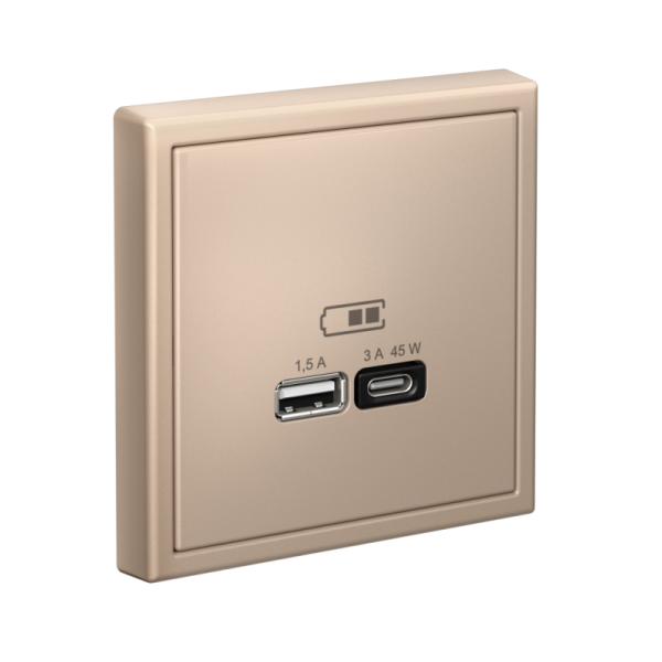 Розетка USB ArtGallery тип A+C 45Вт QC PD высокоскор. ЗУ механизм песочн. SE GAL001229